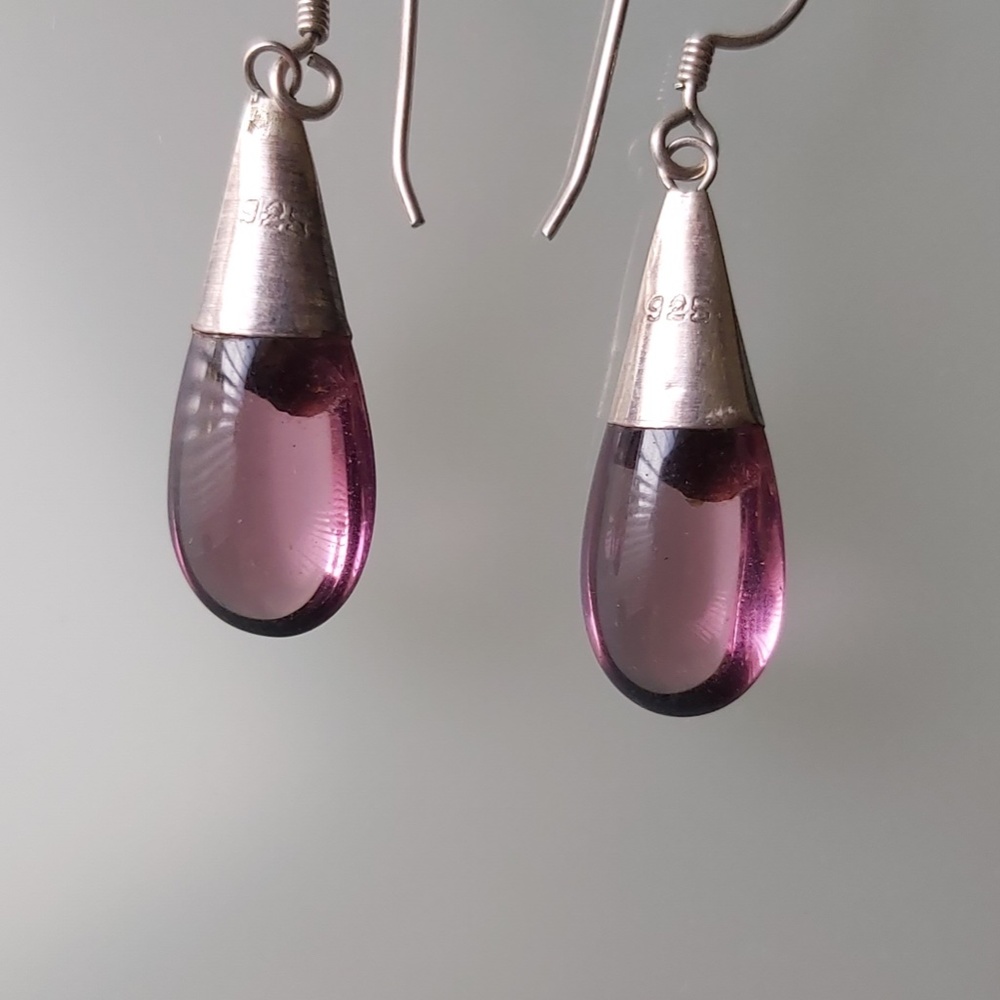 925 Solid Sterling Silver Teardrop Dangling Finej… - image 3